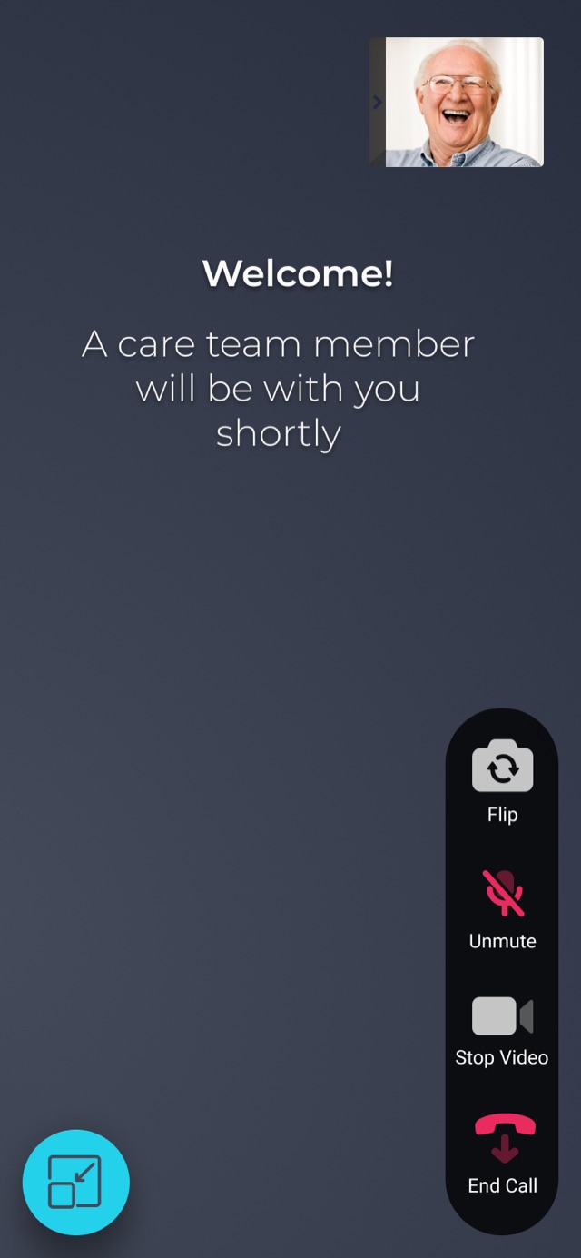 Video visit waiting room in the IntuneHealth app